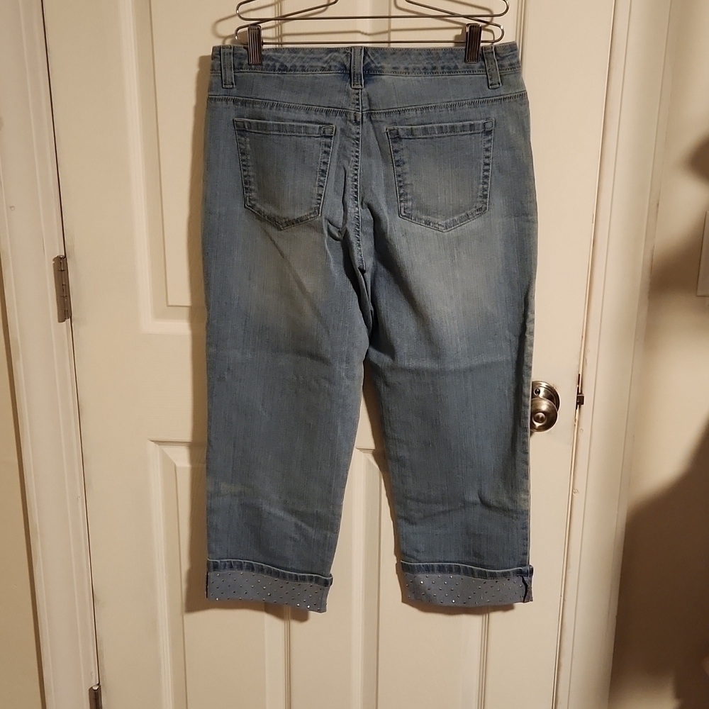 Style & Co High Cuffed Denim Capris With Studded Cuff - Picture 2 of 6
